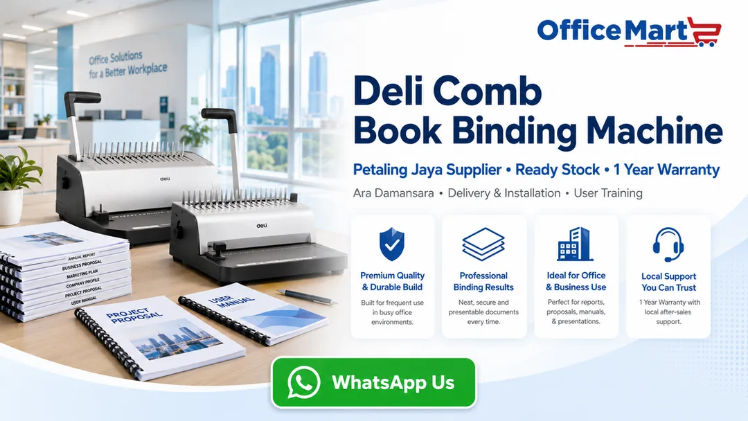 eli comb book binding machine supplier in Petaling Jaya Office Mart Ara Damansara with ready stock warranty delivery installation and showroom demo