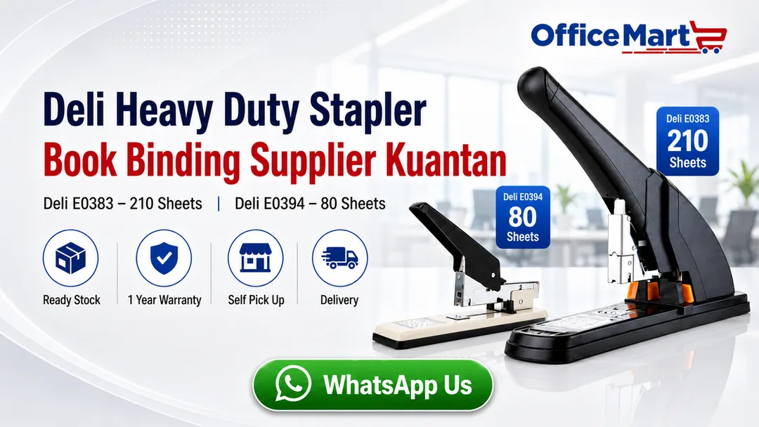 Deli heavy duty stapler for book binding supplier Kuantan Office Mart E0383 210 sheets and E0394 80 sheets