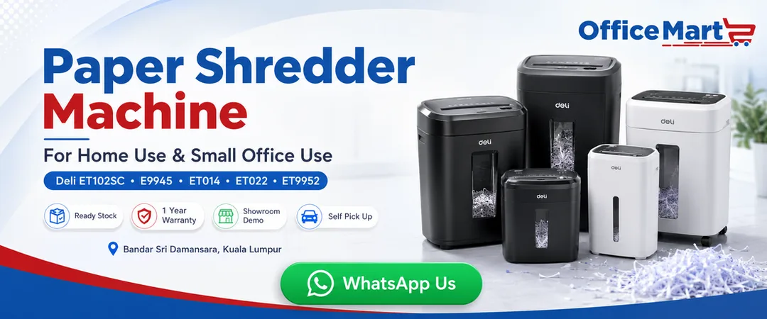 Deli paper shredder machine for home use and small office use at Office Mart Bandar Sri Damansara Kuala Lumpur
