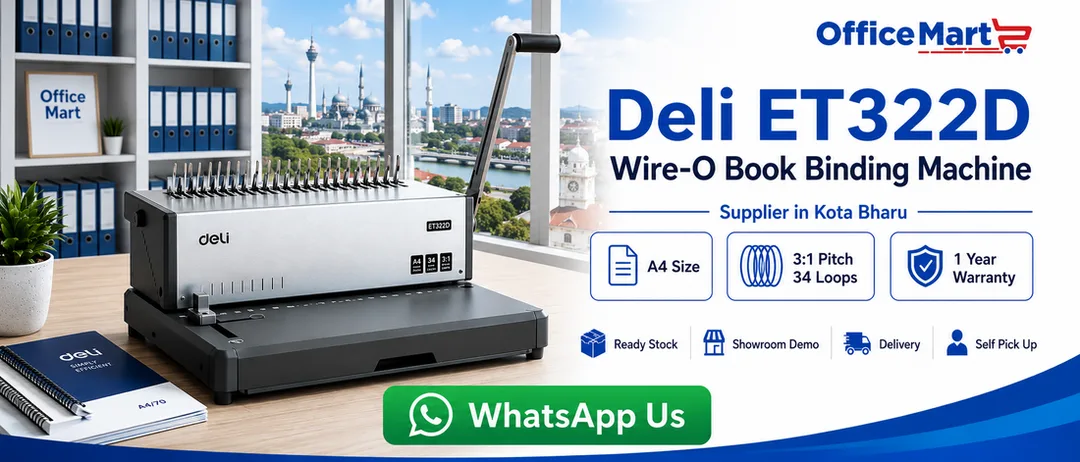 Deli ET322D Wire-O Book Binding Machine supplier in Kota Bharu Kelantan at Office Mart