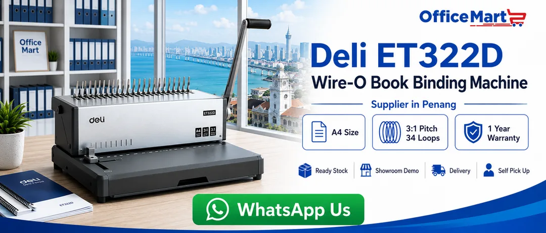 Deli ET322D Wire-O Book Binding Machine supplier in Penang at Office Mart Gelugor