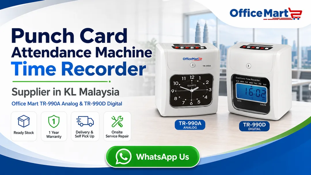 Office Mart TR-990A analog and TR-990D digital punch card attendance machine time recorder supplier in KL Malaysia