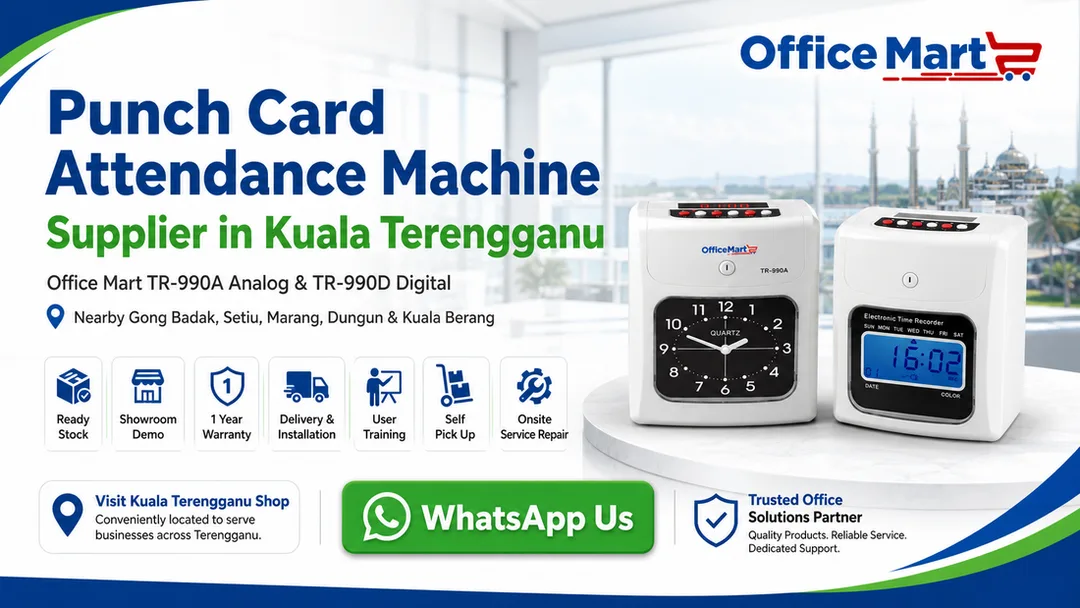 Office Mart TR-990A Analog and TR-990D Digital punch card attendance machine time recorder supplier in Kuala Terengganu