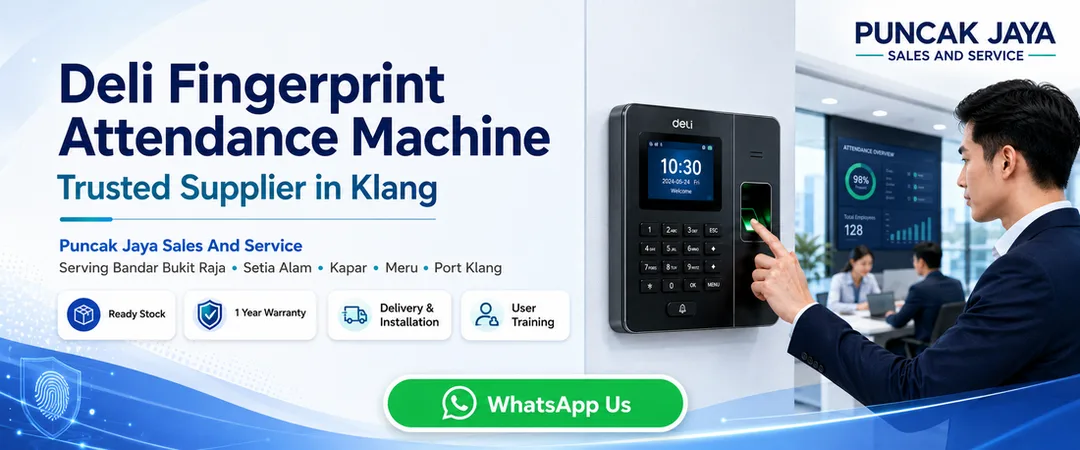 Deli fingerprint attendance machine supplier in Klang Puncak Jaya Sales And Service with showroom demo ready stock delivery installation user training and onsite service