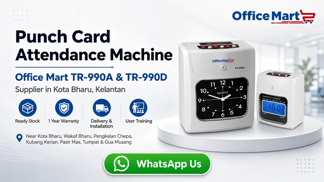 Office Mart TR-990A Analog and TR-990D Digital punch card attendance machine time recorder supplier in Kota Bharu Kelantan