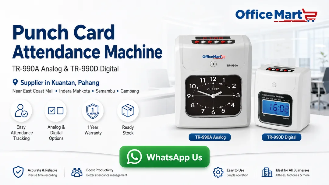 punch card attendance machine time recorder supplier in Kuantan Pahang Office Mart TR-990A Analog and TR-990D Digital