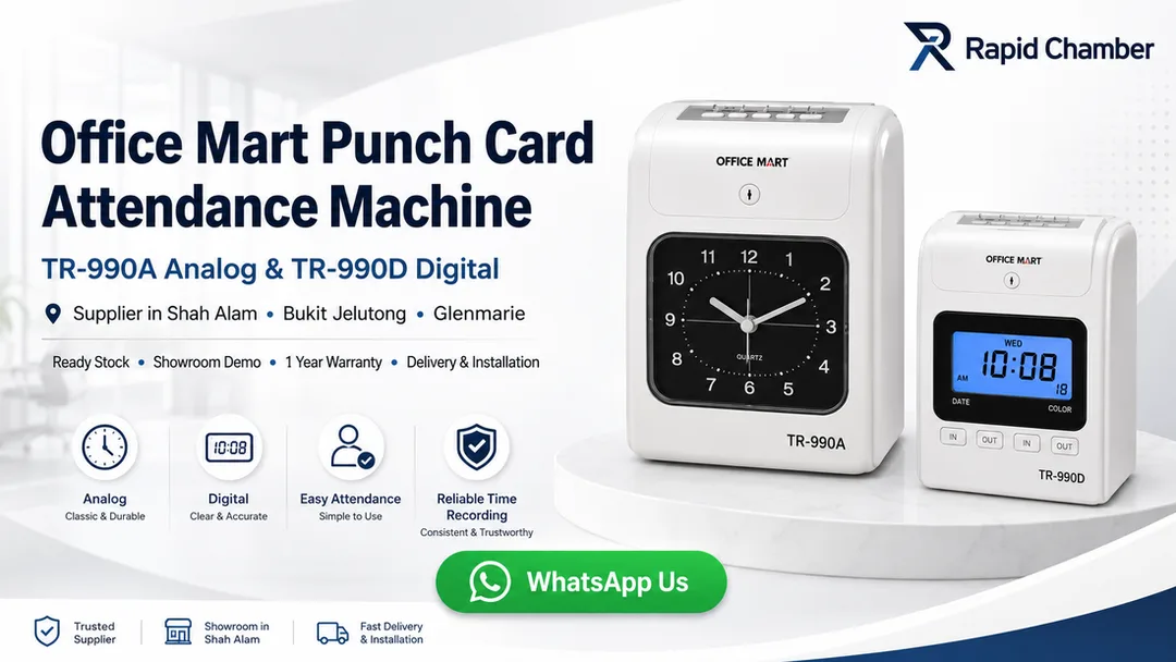 Office Mart TR-990A Analog and TR-990D Digital punch card attendance machine time recorder supplier in Shah Alam Bukit Jelutong