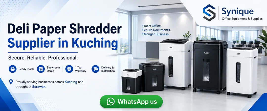 Deli paper shredder supplier Kuching Synique Office Equipment Sarawak