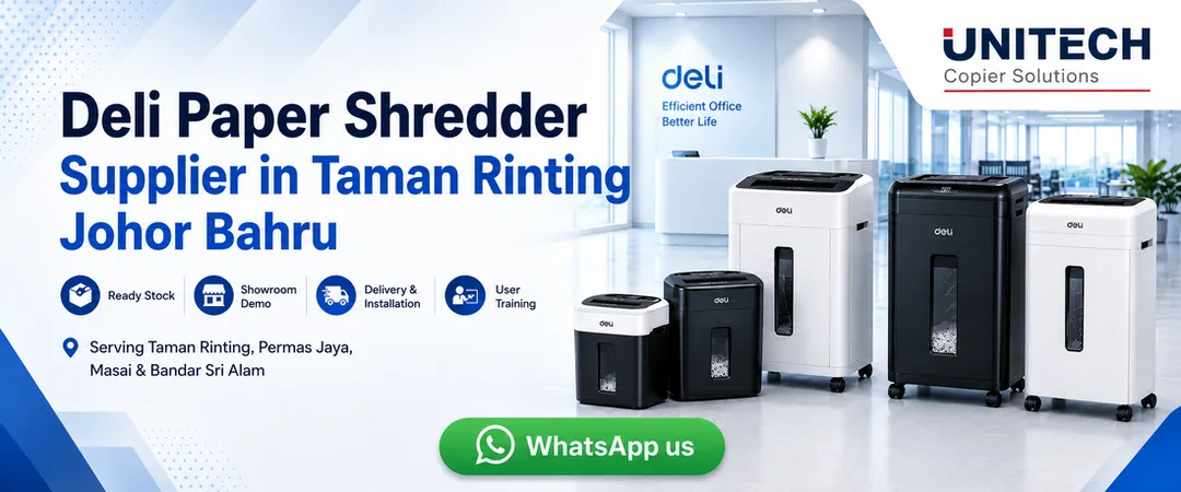 Deli paper shredder supplier Taman Rinting Johor Bahru Unitech Copier Solutions
