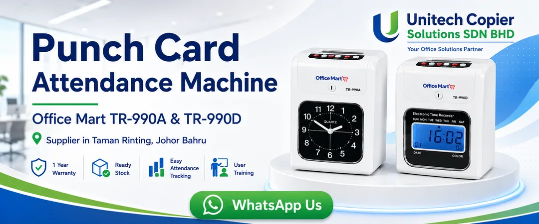 Office Mart TR-990A Analog and TR-990D Digital punch card attendance machine time recorder supplier in Taman Rinting Johor Bahru