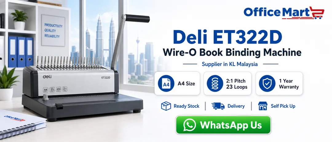 Deli ET322D Wire-O Book Binding Machine supplier in KL at Office Mart Bandar Sri Damansara